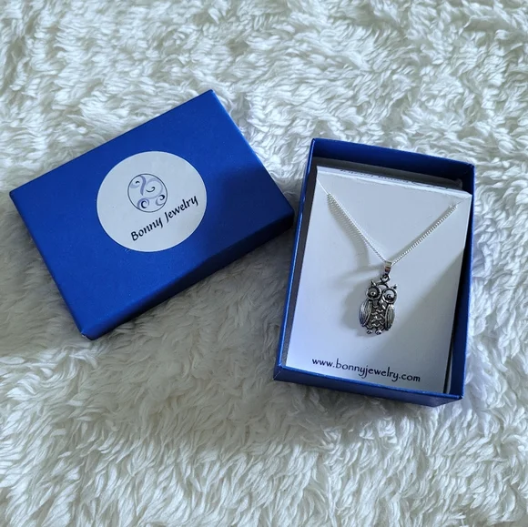 Bonny Jewelry Silver🤍 Owl🦉 Pendant Necklace - NIB - Picture 13 of 16